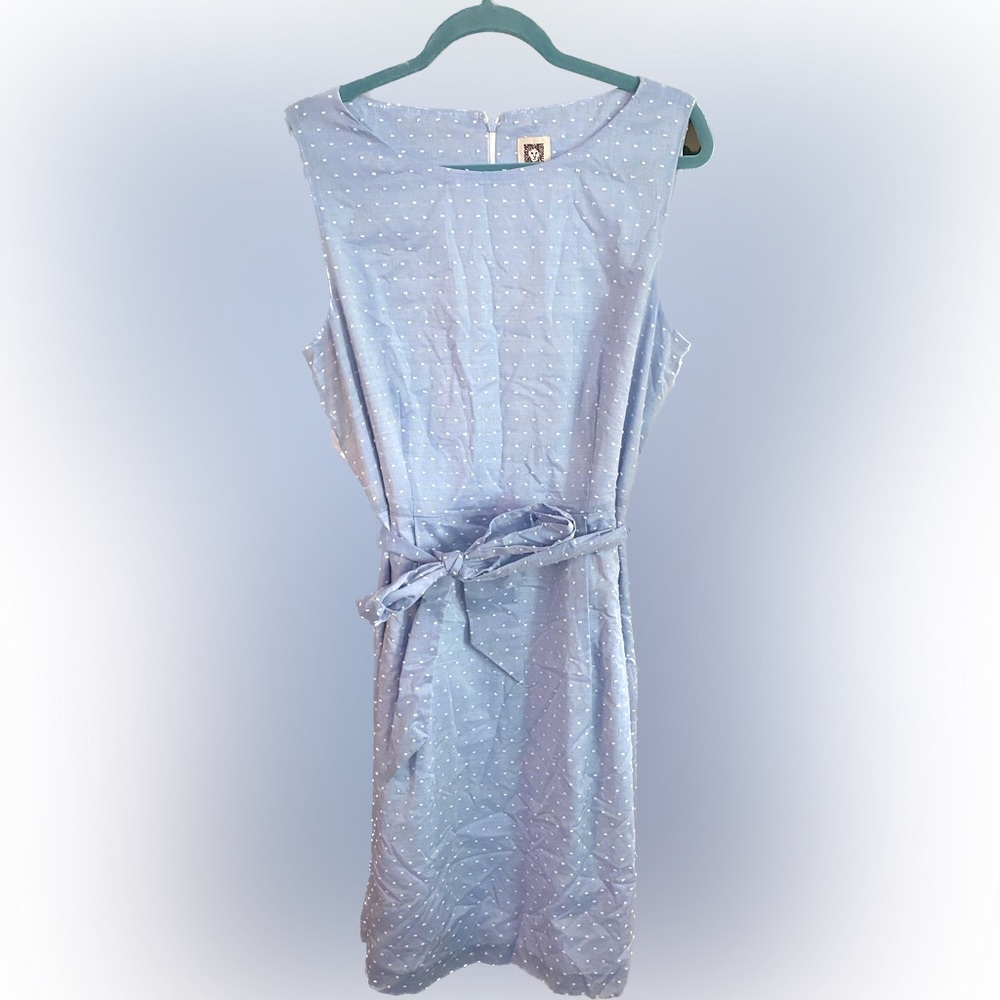 Anne Klein a-line blue & white dress, size 14